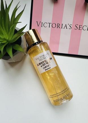 Парфумованний спрей, міст для тіла victoria`s secret almond blossom & oat milk comfort з шиммером, блискітками1 фото