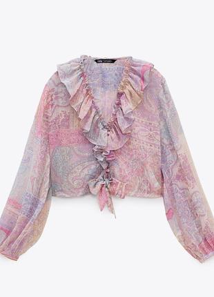 Zara нова блуза-топ в принт пейслі м4 фото