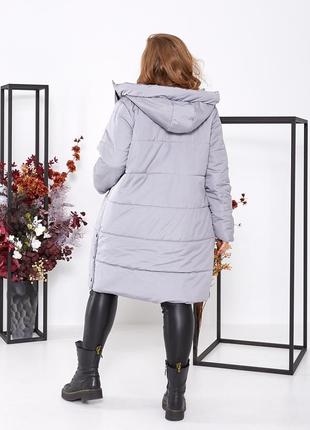Батальная стеганная куртка-пальто с капюшоном женская,размеры: 46-48,50-52,54-562 фото