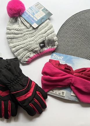 Набор перчатки шапка хомут шарф баф флис1 фото