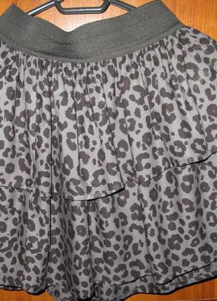 Легкая вискозная юбка леопардовый принт h&m xs-s3 фото