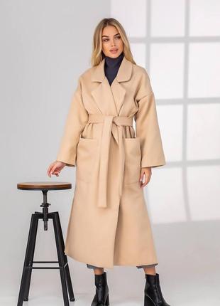 Кашемировое демисезонное пальто на запах женское,размер: 42-468 фото