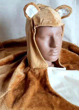 Олененок рождественский карнавальная унисекс накидка с капюшоном на 0-3 года