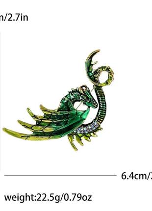 Брошь талисман зеленый дракон символ года 20243 фото