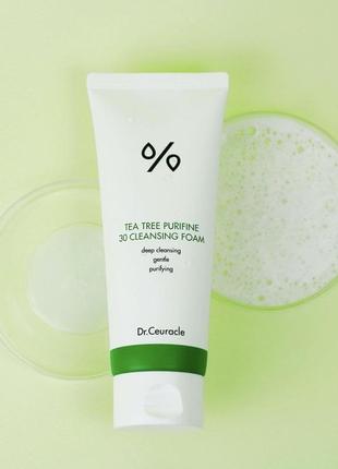 Гель-пінка для вмивання з екстрактом чайного дерева dr. ceuracle tea tree purifine 30 cleansing foam, 150 мл