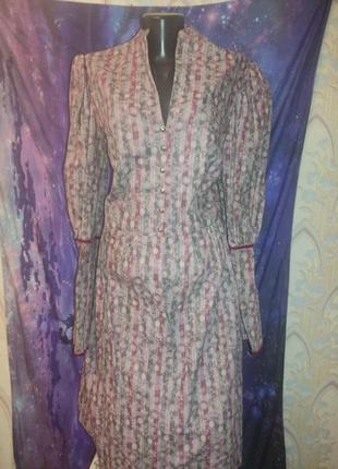 Винтажное платье в викторианском стиле стимпанк в полоску1 фото