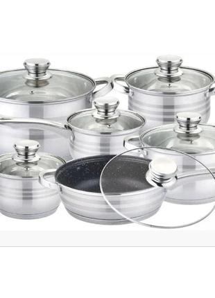 Набор посуды rainberg rb-601 (12 предметов) из нержавеющей стали2 фото