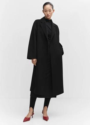 Пальто mango женское бежевое под пояс серое черное7 фото
