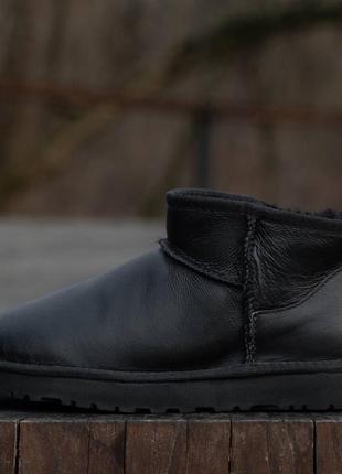 Зимові уггі ugg ultra mini black leather