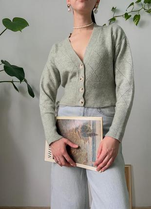 Свитер кардиган альпака шерстяной на пуговицах кофта вязаный джемпер с длинными рукавами теплый2 фото