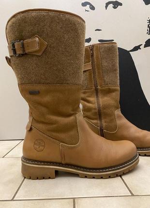 Зимові чоботи, черевики, tamaris, німеччина, шкіра, натуральні, світло-коричневі, руді, на широку ногу, 39 розмір2 фото