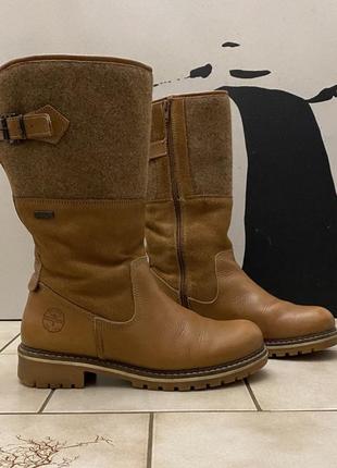 Зимові чоботи, черевики, tamaris, німеччина, шкіра, натуральні, світло-коричневі, руді, на широку ногу, 39 розмір3 фото