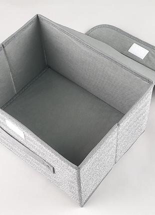 Коробка-органайзер ш 26 * д 20 * в 16 см. колір сірий для зберігання одягу, взуття або невеликих предметів3 фото