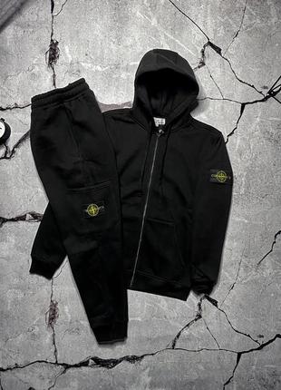 Зимний костюм спортивный stone island black