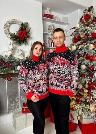 Парные новогодние свитера с оленями фемели лук мужской женский свитер с оленями мягкий приятный тянется романтический шерстяной мирер