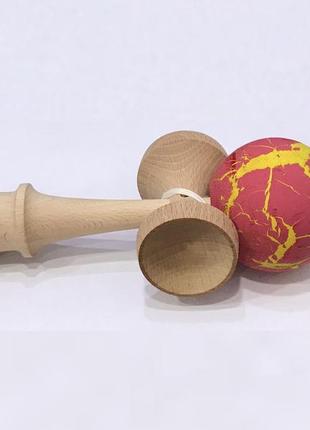 Іграшка kendama (кендама) beryou ootdty (жовто-малинова кулька) дерев'яна 18 см