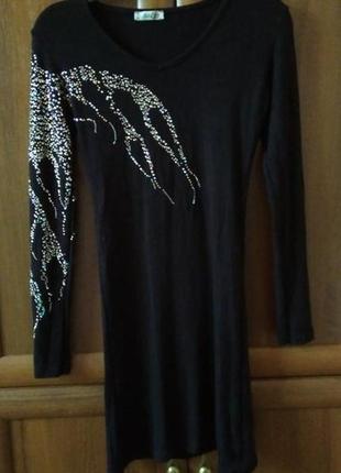 Paksi теплое вискозное нарядное платье туника универсальный р-р2 фото