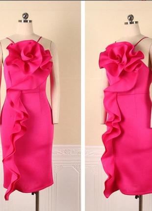 Ярко розовое коктейльное/клубное платье 48 размера2 фото