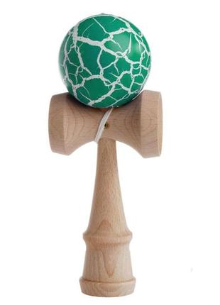 Іграшка kendama (кендама) beryou ootdty (біло-зелена кулька) дерев'яна 18 см