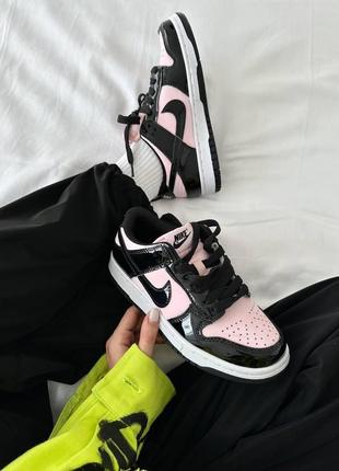 Nike dunk sb low "patent black/pink"4 фото