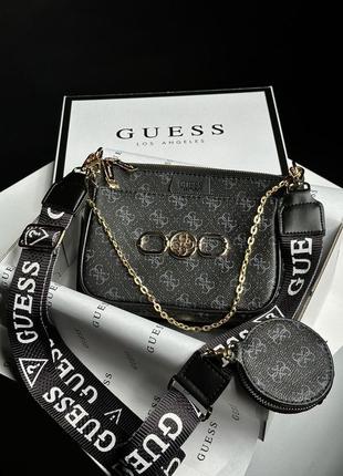 Женская сумка guess pochette multi black/blue люкс качество