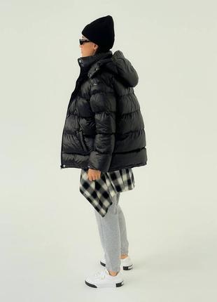 Теплый объемный пуховик куртка зима дутый с поясом10 фото
