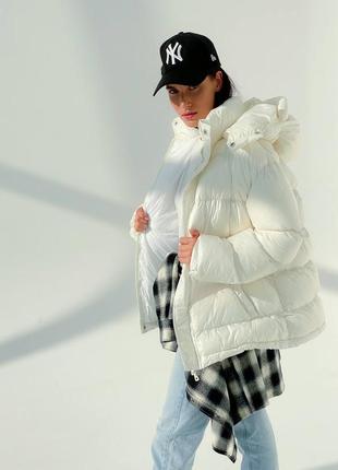 Теплый объемный пуховик куртка зима дутый с поясом4 фото