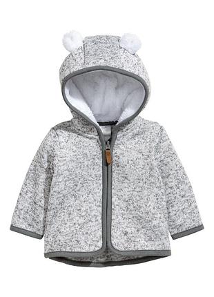 Флісова кофта толстовка бомбер худі з капюшоном і вушками h&m