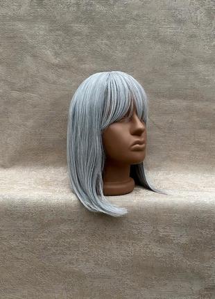 Термо парик серого цвета седой платиновий волос