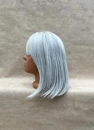 Термо парик серого цвета седой платиновий волос