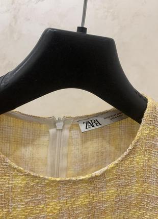 Твидовое платье платье сундука zara желтое8 фото