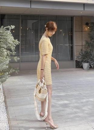Твидовое платье платье сундука zara желтое2 фото