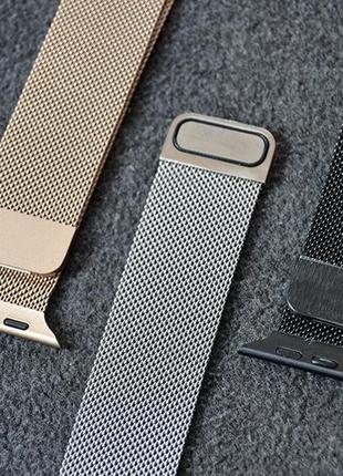 Ремешок миланская петля для apple watch 38 mm 40mm silver milanese loop ремешок на эпл вотч на магните серебро5 фото