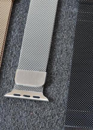 Ремешок миланская петля для apple watch 38 mm 40mm silver milanese loop ремешок на эпл вотч на магните серебро3 фото