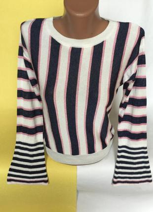 Стильна легка кофта в смужку з красивим рукавом m&s