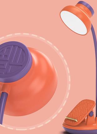 Лампа настільна для школяра, гнучка лампа акумуляторна та usb,теракотовий2 фото