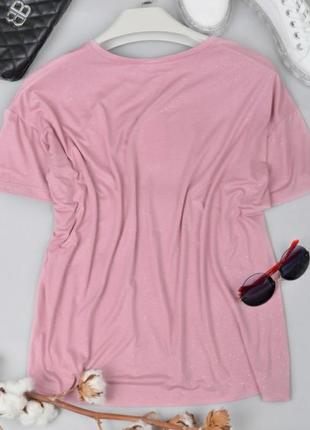 Рожева пудра футболка з написом великий розмір батал2 фото
