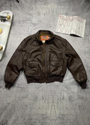 Винтажная кожаная куртка бомбер cooper type a2 brown leather bomber flight jacket