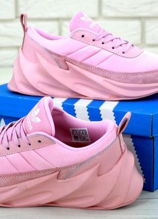 Розовые женские кроссовки adidas адедас shark fuii pink. кроссовки женские адидас2 фото