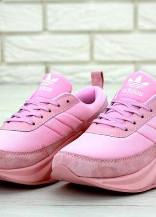 Розовые женские кроссовки adidas адедас shark fuii pink. кроссовки женские адидас3 фото