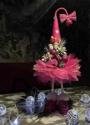 Новогодний декор под елку (елочка розовая)