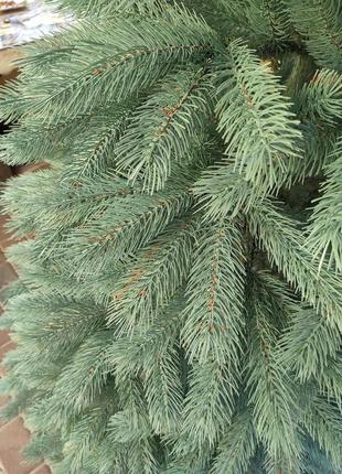Елка искуственная высокая литая буковельская 2.10м. зеленая голубая | новогодняя елка пышная из пластика6 фото