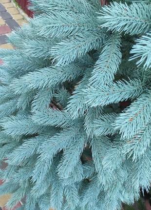 Елка искуственная высокая литая буковельская 2.10м. зеленая голубая | новогодняя елка пышная из пластика4 фото