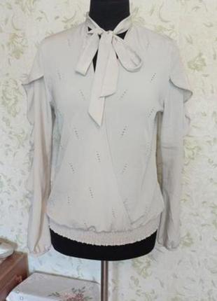 Блуза з воланами оригінальна чокером бантом і блискітками