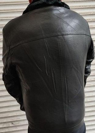 Дубленка, косуха, куртка мужская зимняя черная из экокожи на меху, есть большие размеры dikai2 фото