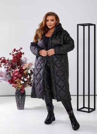 Зимова жіноча куртка-пальто утеплювач синтепон 250 розміри 50,52,54,56,586 фото