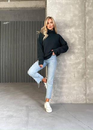 Свитер вязаный ao123 зеленый oversize s-l