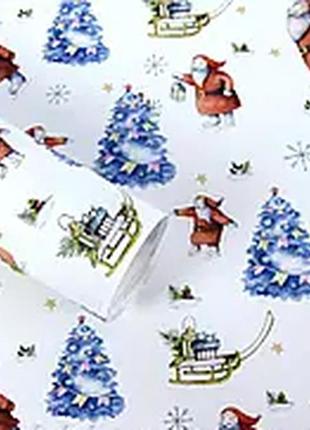 Папір для пакування подарунків -новорічний настрій 100х70 см 10аркушів pcz10070-10-499