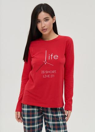 Жіноча піжама зі штанами в клітинку - life - family look для пари3 фото