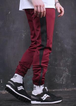 Мужские бордовые спортивные штаны с лампасами rocky рокки